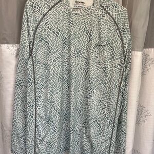 Simms Blue Rash Guard Swim Shirt Lightweight Moisture-Wicking